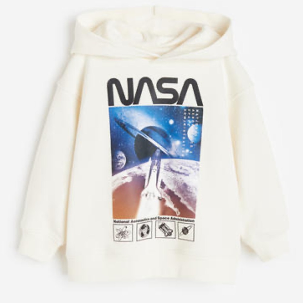 H&M NASA GRAPHIC PRINTED HOODED SWEATSHIRT SIZE 5T/6!